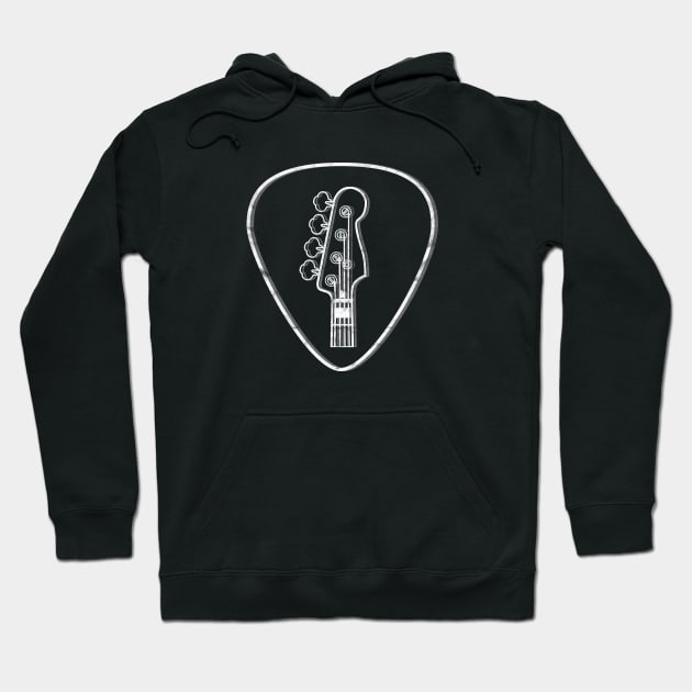 Bass Guitar Headstock Guitar Pick Dark Theme Hoodie by nightsworthy